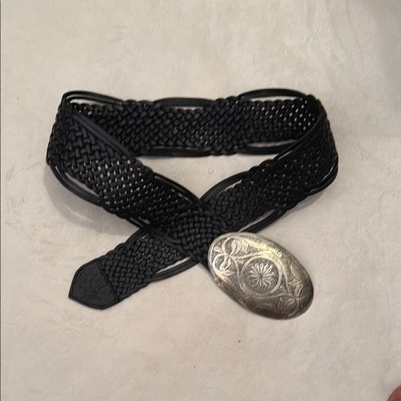 Made Morracco Black Braided Belt with Silver Buckle leather unique - Picture 4 of 11
